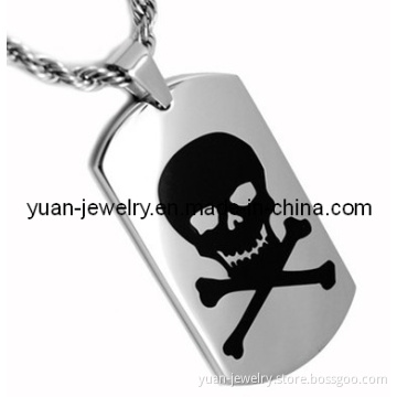 Stainless Steel Skull Cross Bones Dog Tag Necklace